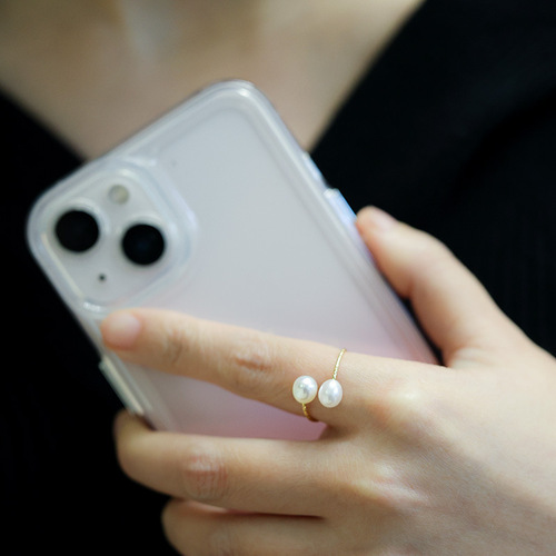 French elegant natural freshwater pearl ring for women, three-color pearl live index finger ring, light luxury ring, gentle style