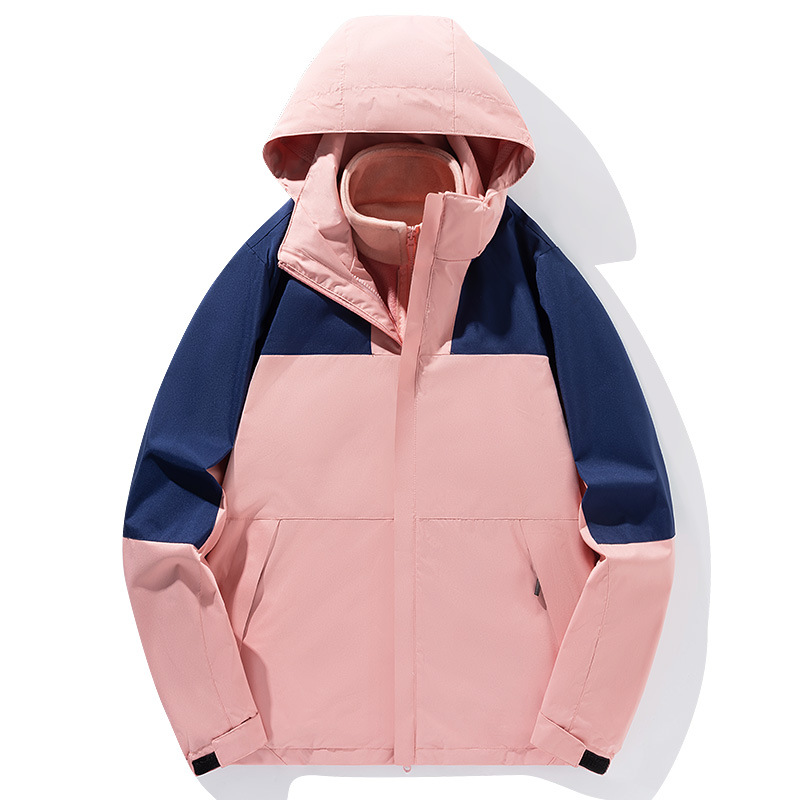 2023 invierno nuevo traje de asalto 3 - en - 1 para hombres y mujeres engrosado dos piezas juego de ropa al aire libre a prueba de viento, agua y lana