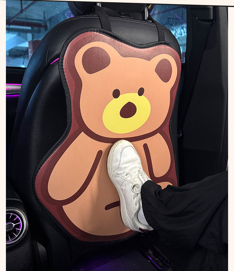 Long Brown Bear Car Anti-Kick Pad Universal Rear Seat Back Anti-Dirty Protective Pad Car Rear Protective Pad