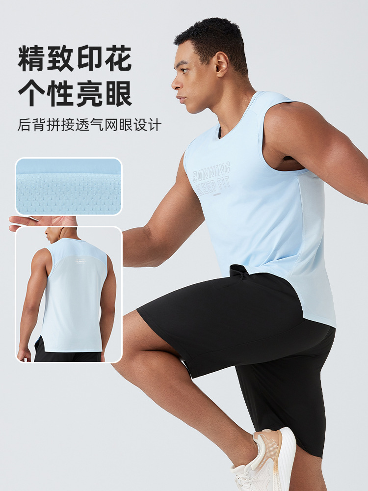 Verano transfronterizo nuevo chaleco de hombre rápido secado ventilador camiseta deportiva al aire libre de entrenamiento físico sin mangas fabricante de camisetas