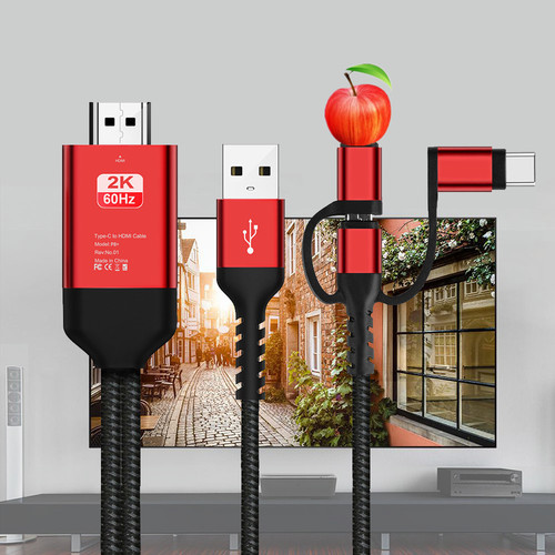Suitable for Apple Android type-c to hdmi high-definition cable three-in-one iPhone phone same-screen cable projection cable