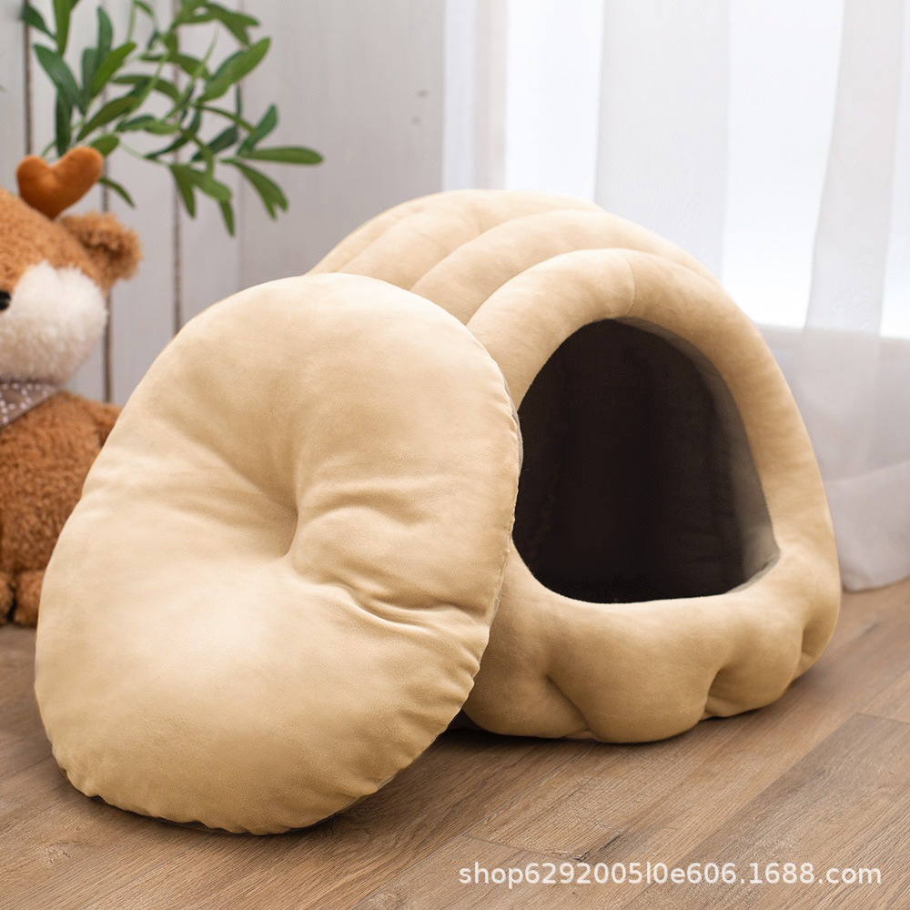 Cama para gatos Caterpillar, adecuada para todas las estaciones, diseño completamente cerrado, cama con forma de casa para mascotas, cama para perros resistente a mordeduras, gruesa y cálida.