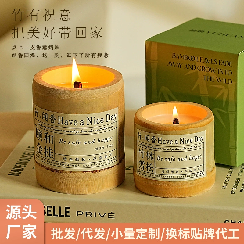 Бамбуковая ароматизированная свеча в помещении для домашнего длительного аромата соевый воск креативный бамбук