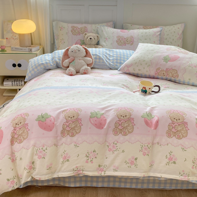 Cuatro piezas de algodón puro fresco de clase madre y niño grado ab cubierta de edredón 40 impresión doméstica de cuatro estaciones