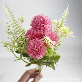 球菊乒乓菊小葱球把束欧式把花仿真花艺假花家居装饰拍摄摆件工厂