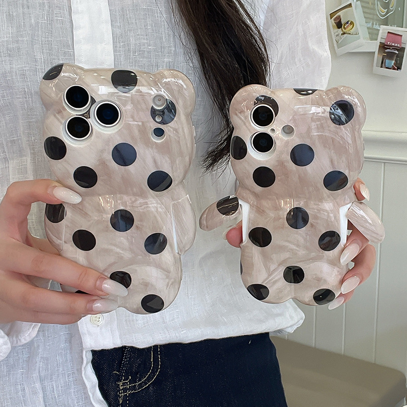New Polka Dot Bear Case Suitable for Apple 17 Promax Mobile Phone Case iPhone 16 Anti-Fall 15/14/13 Stereo 12 New Polka Dot Bear Case Suitable for Apple 17 Promax Mobile Phone Case iPhone 16 Anti-Fall 15/14/13 Stereo 12