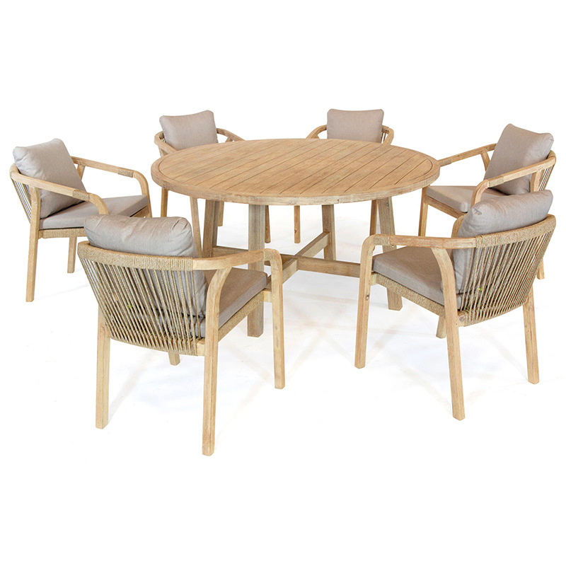 Mesas y sillas de teca para exteriores para villas, hoteles, patios, jardines, ocio al aire libre, terrazas de ratán, muebles de madera maciza impermeables y resistentes al sol.