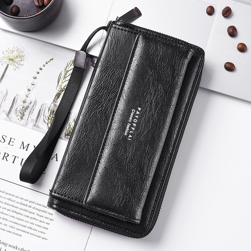 New Men's Wallet Pu Multi-Card Slot Casual Long Wallet Large Capacity Clutch Bag Mobile Phone Coin Purse Large Capacity