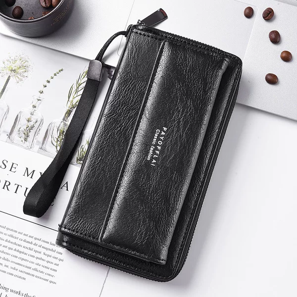 New Men's Wallet Pu Multi-Card Slot Casual Long Wallet Large Capacity Clutch Bag Mobile Phone Coin Purse Large Capacity