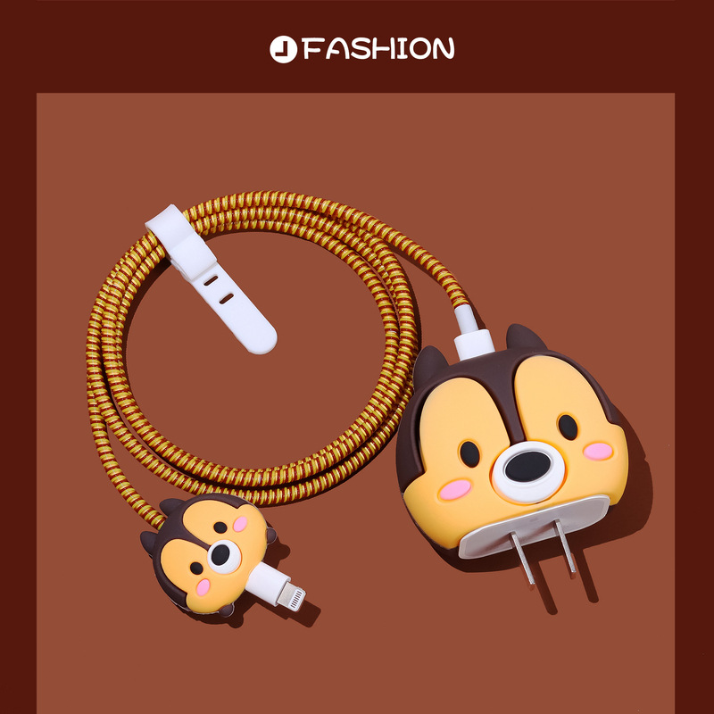 Nuevo cable de datos de dibujos animados cubierta protectora adecuado para Apple carga rápida cabeza 18/20W carga cabeza cubierta protectora Winder