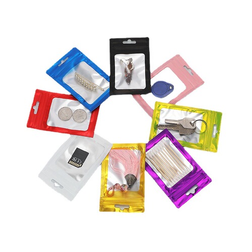Colored aluminum foil window bone bag frosted yin and yang ziplock bag mobile phone case plastic bag jewelry fishing gear accessories packaging bag