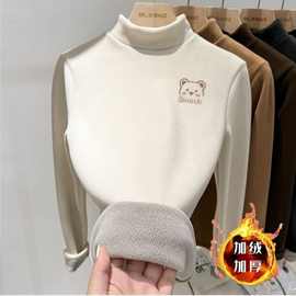 儿童打底衫加绒加厚秋冬季男童女童半高领保暖衣服中大童长袖T恤