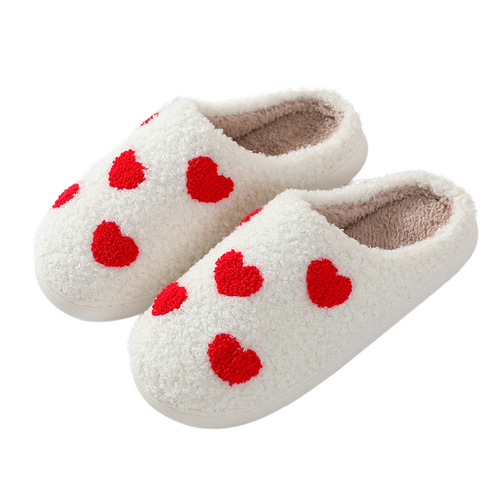  New Autumn and Winter Love Cotton Slippers for Men and Women Couples Home Indoor Cute Cartoon Smiling Face Non-Slip Slippers