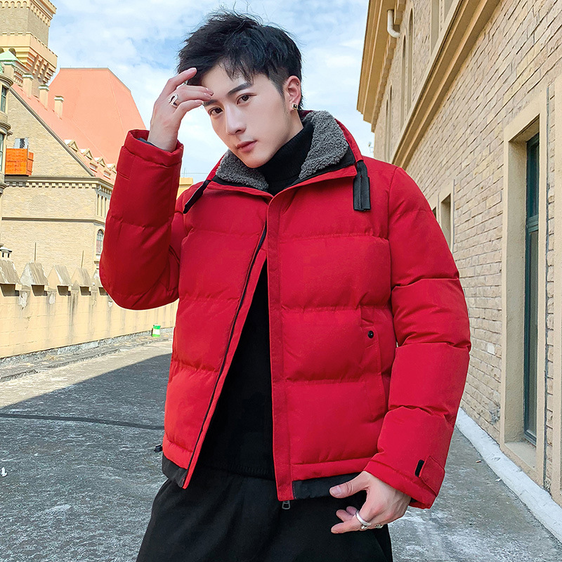 Ropa acolchada de algodón de invierno para hombres ropa acolchada de algodón grueso forrada de lana ropa acolchada de algodón bordada con cuello de pie de moda para todo el partido más tamaño en stock