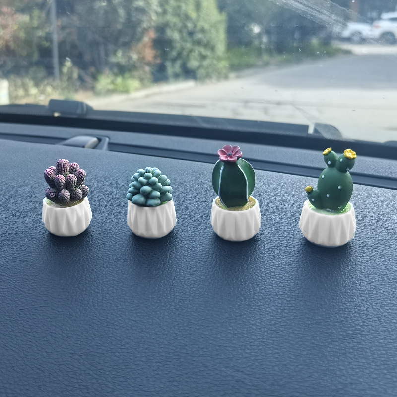 Cartoon net net net cactus suculento interior de coche pequeños accesorios decoración de coche consola central de coche decoración de coche