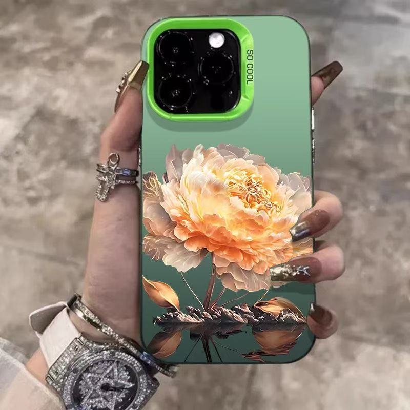 El nuevo Golden Leaf Lotus se aplica a la carcasa del teléfono móvil iphone16 Apple 15promax/14 transfronterizo 13pro12 comercio exterior