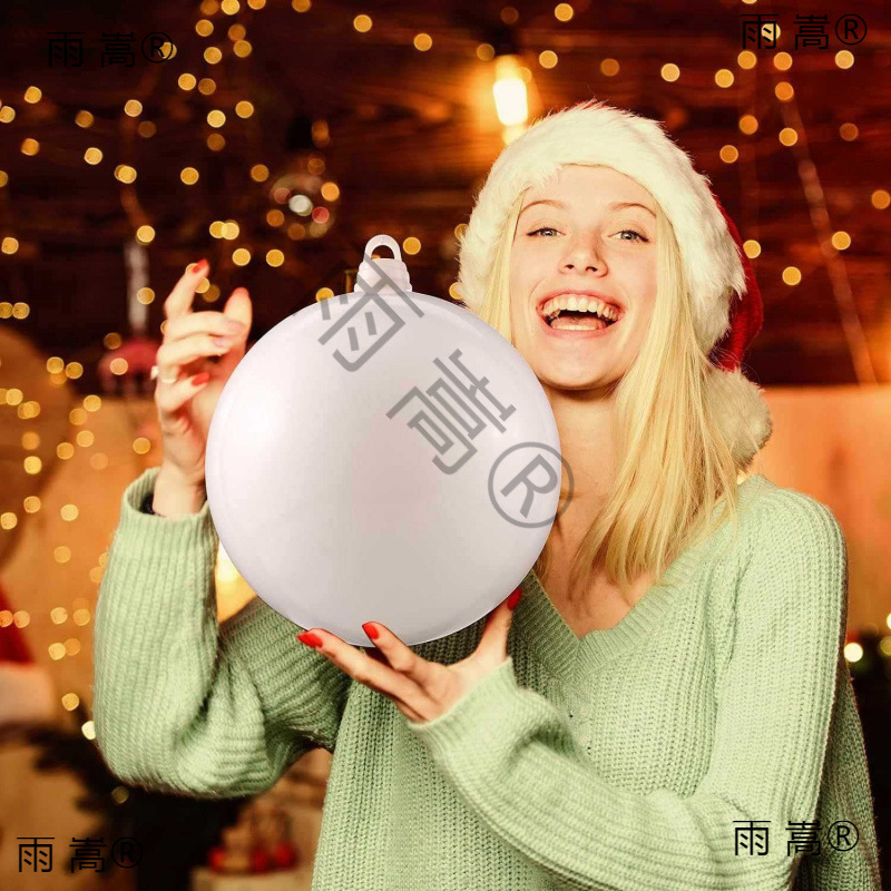 白色亮光球亚白球大圣诞球圣诞树装饰球圣诞节镜面球彩球-CM布