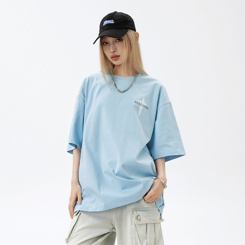 Kang Road Men's Apparel American Street Style Short Sleeve T-Shirt Unisex Summer Couple Loose Cotton Trend Brand Print T-Shirt