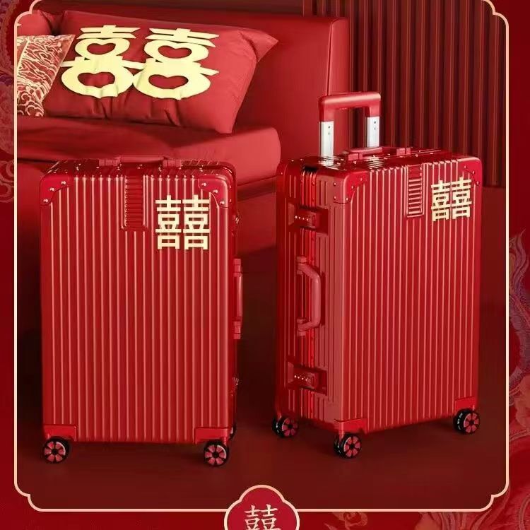 Red Suitcase Wedding Box 24inch Women's Wedding Trolley Suitcase 20inch Bride's Dowry Box Gift Suitcase Wedding Dowry Box
