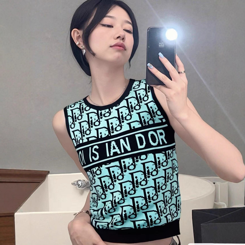 2025 Summer Vest New Letter Knitted Suspender Outer Sleeveless Suspender Top 2025 Summer Vest New Letter Knitted Suspender Outer Sleeveless Suspender Top