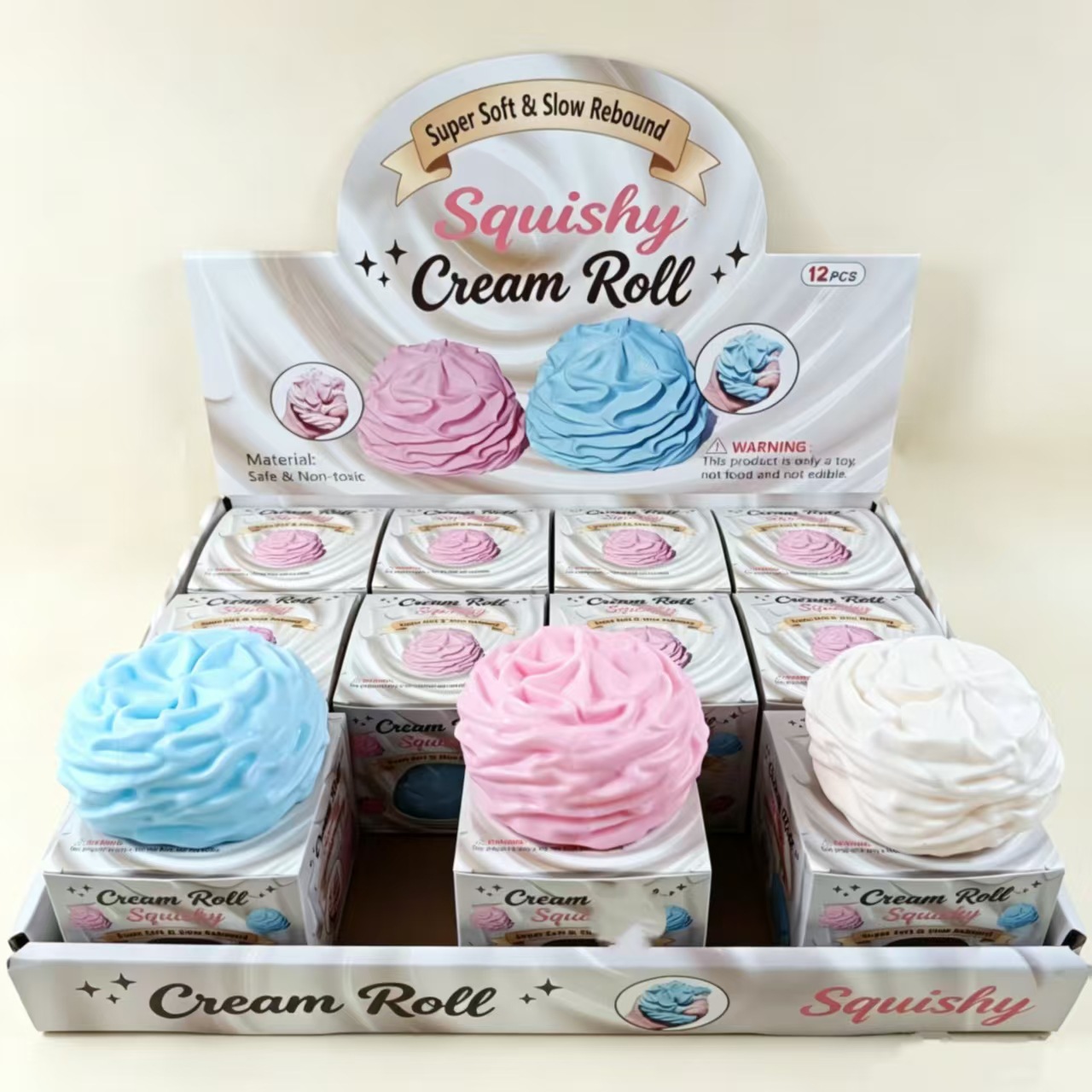 Creme Roll Squishy Toy transfronterizo Simulación de silicona suave Creme Roll Pickle Pickle Desprimir juguetes en stock