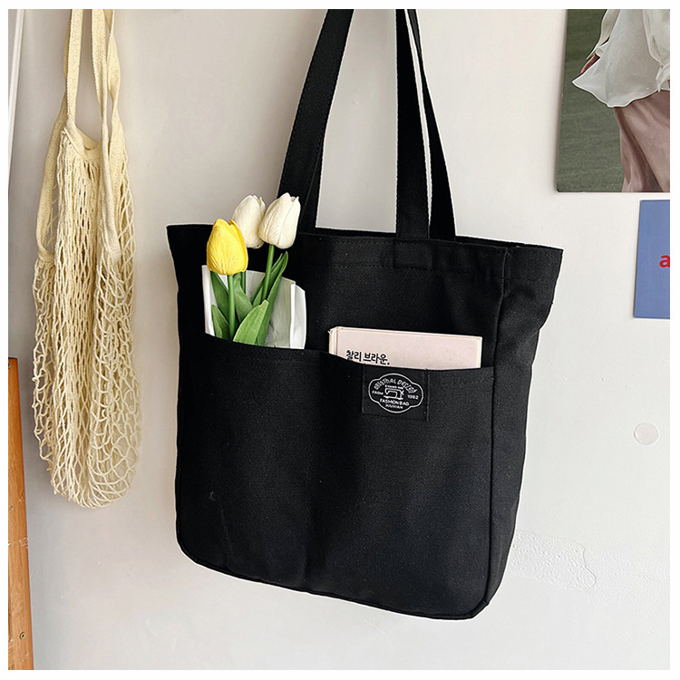 Title 17, Borsa a mano in tela stile preppy da donna, tin...