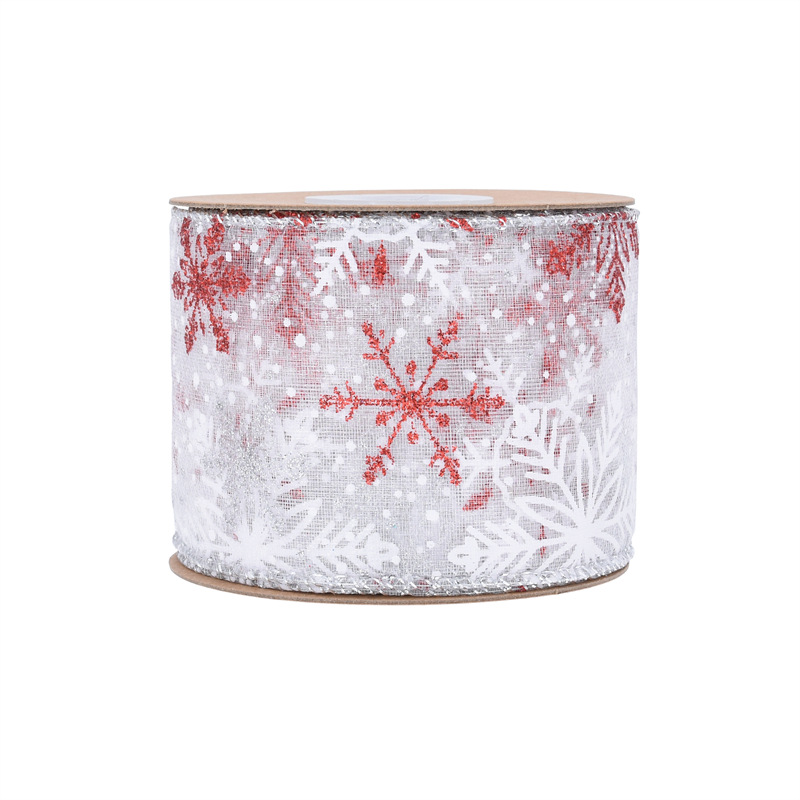 Amazon nueva decoración transfronteriza de Navidad hilada de nieve transparente pulverización de copos de nieve cinta de Navidad más alambre de 10 yardas