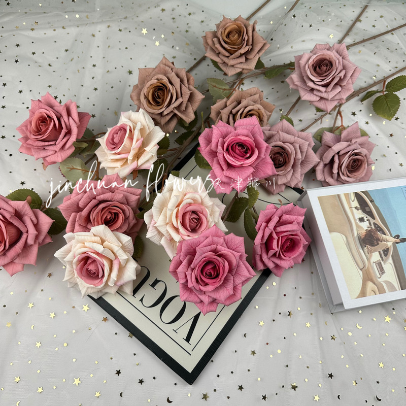 3-head cappuccino rose manta rose artificial flower wedding hotel flower arrangement decoration home furnishings decoration