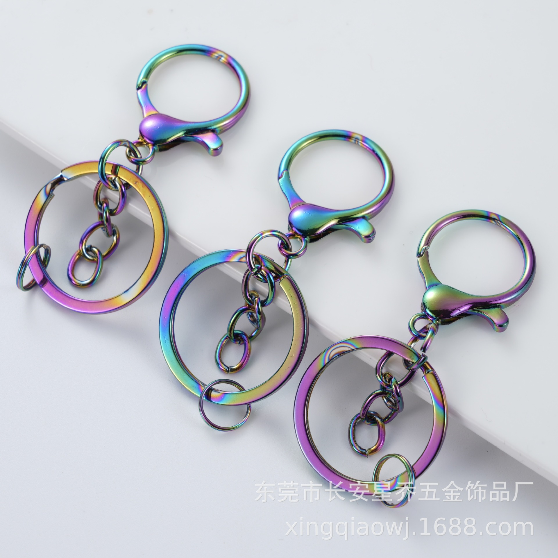 Llavero de langosta de colores con baño galvanizado, set de 3 piezas, vacío, venta al por mayor de fábrica