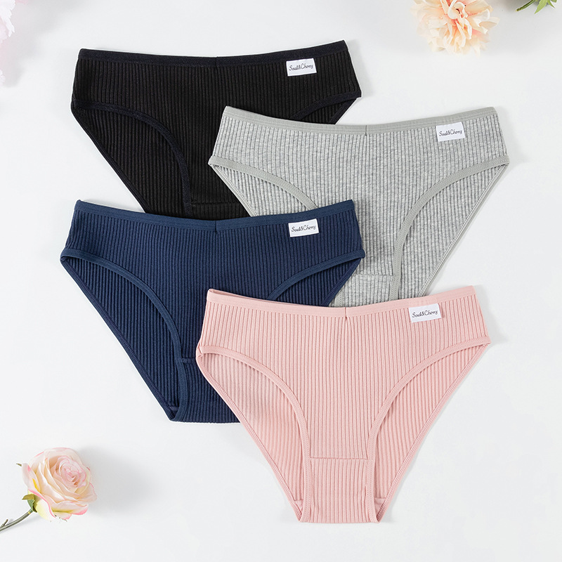 Nuevo algodón damas roscado colorido cintura baja transpirable doble ropas de chicas fabricantes de venta directa