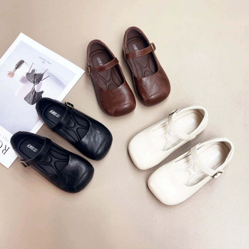 Кожаная обувь для девочек 2025 весна новая корейская мода для девочек мягкая подошва дикая обувь принцессы