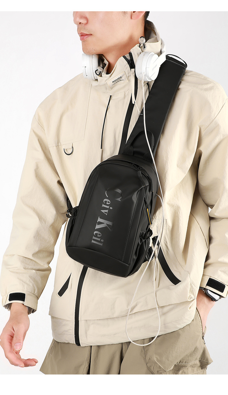 Cross-border waterproof bag, casual and fashionable crossbody bag, men's sports chest bag, multi-functional backpack, large-capacity single-shoulder bag undefined