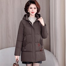中老年女装冬装新款羽绒棉服小个子妈妈装大码中长款棉袄加厚外套