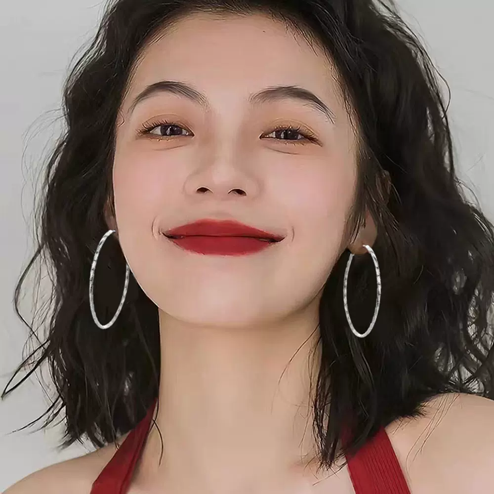 艺选 经典复古港风耳环女ins名媛气质耳圈几何夸张大圆圈闪光耳扣