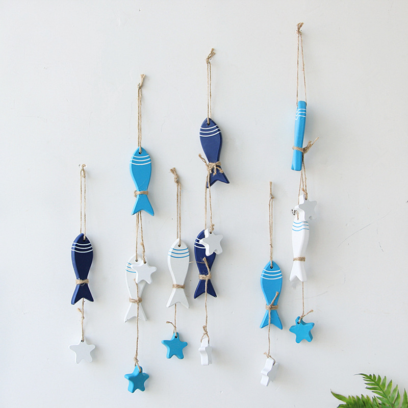 Mediterranean marine fish skewers starfish decorative wooden fish…
