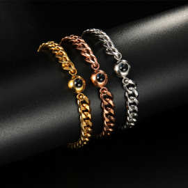 投影手链100种语言我爱你纳米彩色图片时尚简约礼物链条钨钢