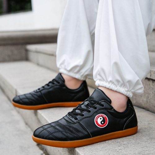 Chenjiagou Tai Chi Shoes for Men and Women - Spring and Summer Soft Leather Cowhide Sole Breathable Hole Martial Arts Training Shoes for Tai Chi Practice