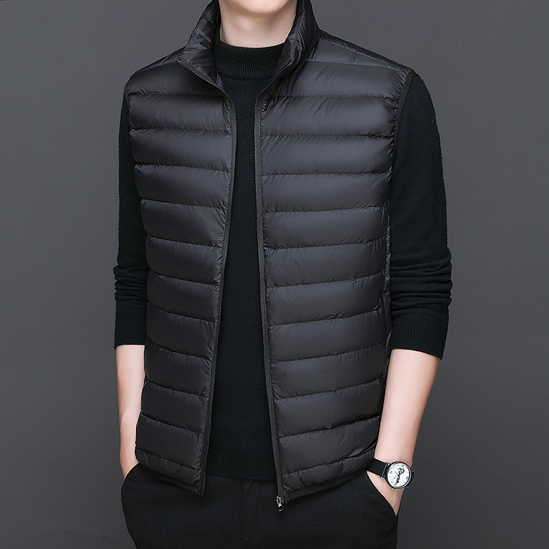 [Recomendación de Cui Wanzhi-Nuevo estándar nacional] pareja de chaleco de pluma ligero y delgado cuello vertical de tendencia de camisas de moda para hombres y mujeres