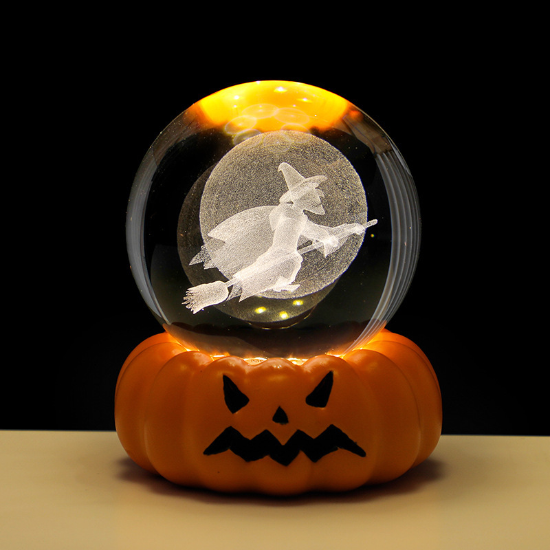 ハロウィン スカル パンプキンランプ ゴースト クリスタルボール ナイトライト ホームデコレーション 雰囲気ランプ クリエイティブ デスクトップオーナメント|undefined