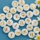 6Mm/8Mm Horizontal Hole Freshwater Shell Oil Letter Beads Double-Sided Hot Stamping Dripping Glaze Hot Selling DIY Beads Loose Beads
