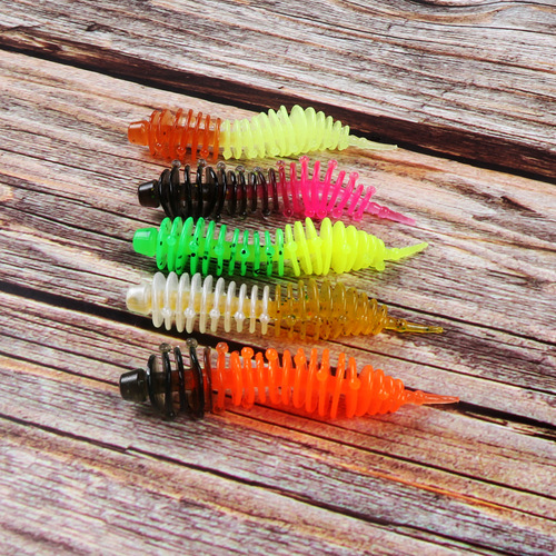 5cm/7.5cm Lure Root Fishing Soft Bait Front and Back Color Soft Bait Mini Soft Worm Straight Tail Lure Fake Bait Bulk 