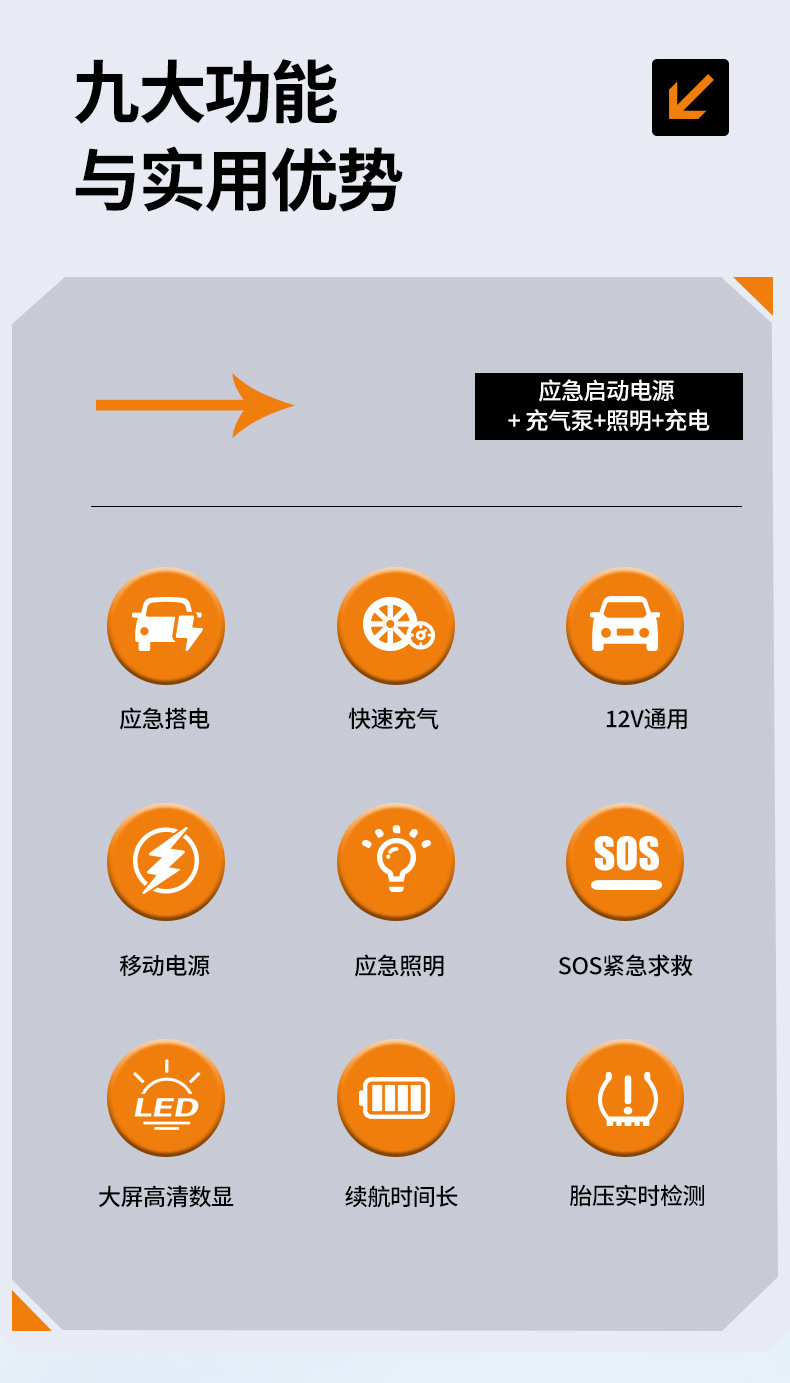 [Qs003Plus] Buwei Car Emergency Starting Power Supply and Air Pump All-In-One Portable Starting Power Supply