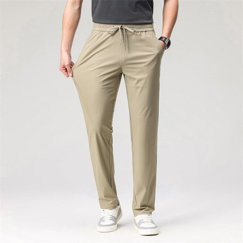 Silk elastic summer thin solid sports quick dry trousers