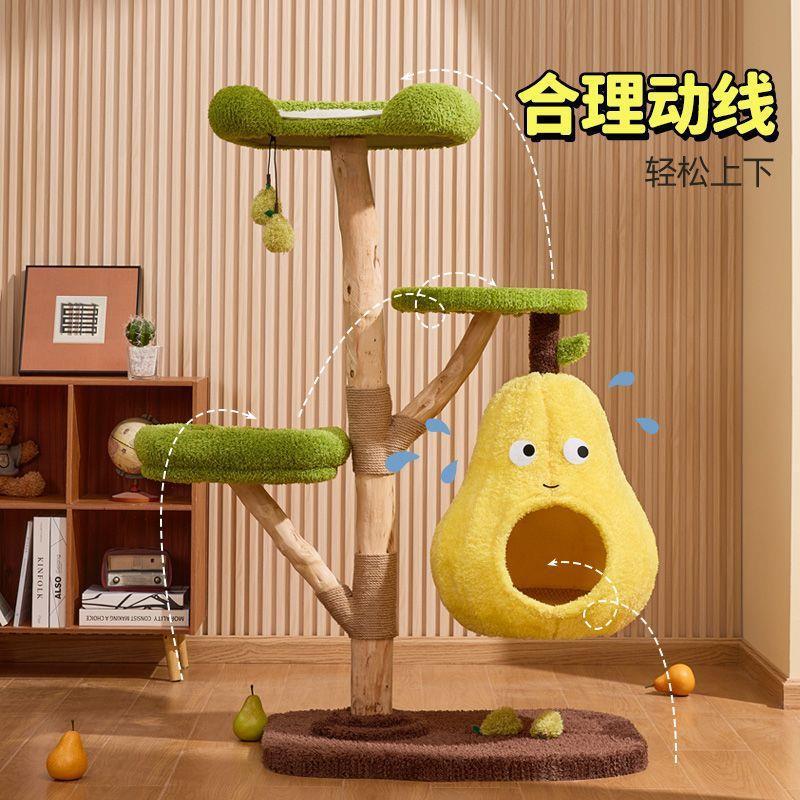 Cat Climbing Frame, Cat House, Cat Tree, All-In-One Solid Wood Tree Trunk, Sisal Cat Toy, Fruit Series Cat Climbing Frame, Cat House, Cat Tree, All-In-One Solid Wood Tree Trunk, Sisal Cat Toy, Fruit Series