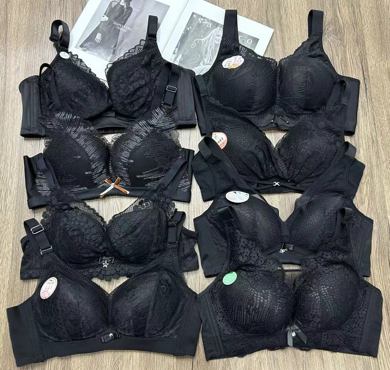 Bra de encaje de punto de alta calidad sin anillo de acero estand híbrido tipo misceláneo negro puro tipo misceláneo tipo bra