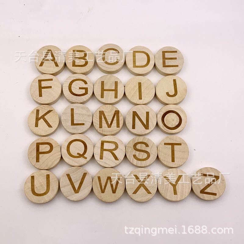 30mm madera grabado 26 letras/números oblea 7mm grueso madera grabado A- Z letras oblea