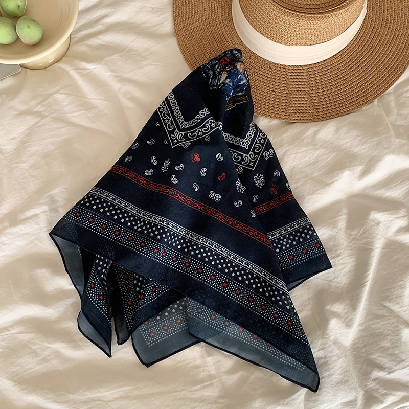 Turbante de mujer estilo pastoral decoración bufandas bufandas respirables bufandas cuadradas de anacard bufandas de alto nivel de cinta de cabello accesorios para el cabello