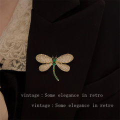 時尚金色滿鑽蜻蜓胸針女高級感小眾輕奢氣質百搭個性別針西裝配飾