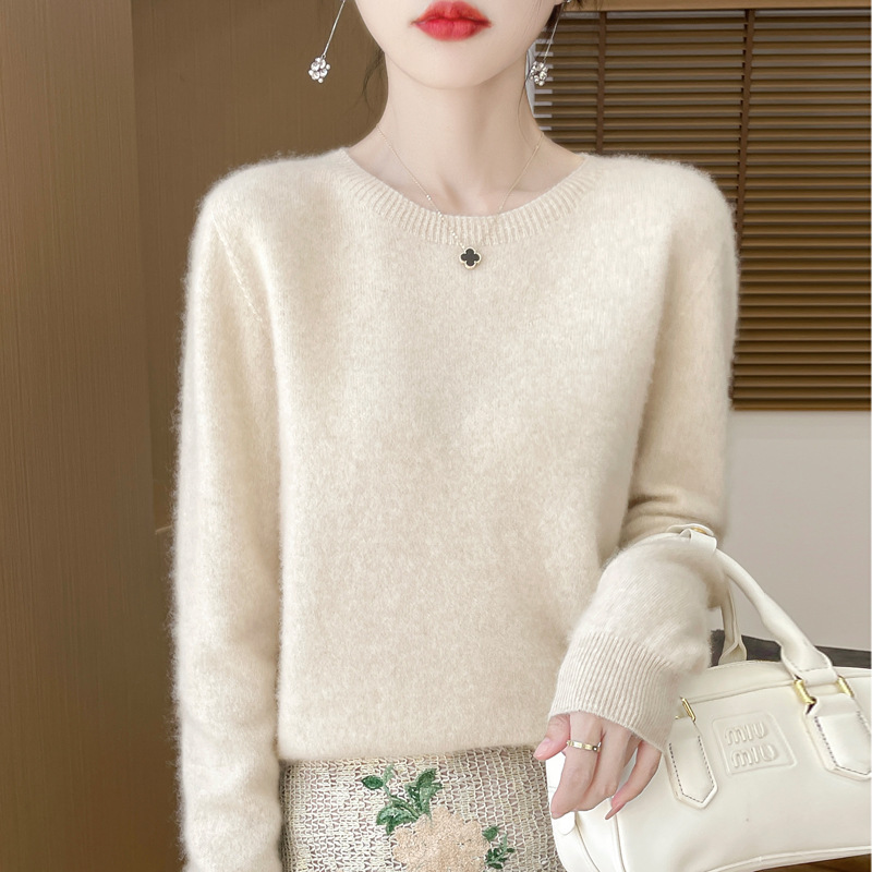 2024 autumn and winter new manufacturers strictly choose 100 pure wool crew neck long sleeve ladies foreign style knitted base shirt sweater 2024 autumn and winter new manufacturers strictly choose 100 pure wool crew neck long sleeve ladies foreign style knitted base shirt sweater