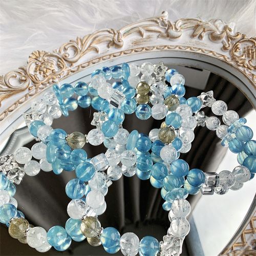 DIKAI Natural Crystal Bracelet Aquamarine Unique Design Bracelet and Bead Crystal Women Light Luxury Aquamarine